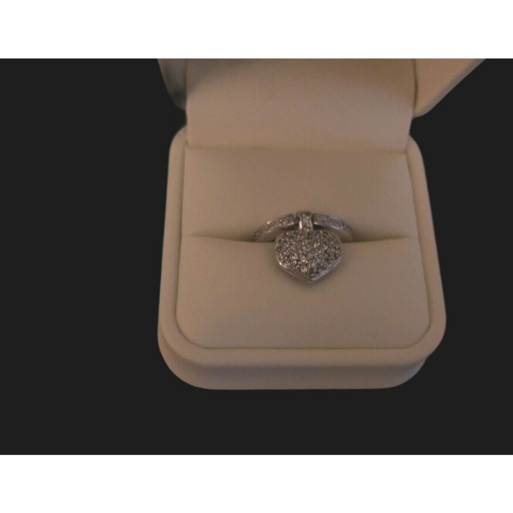 Sterling Silver Dangling Heart Ring Sz 5  2 SIDED